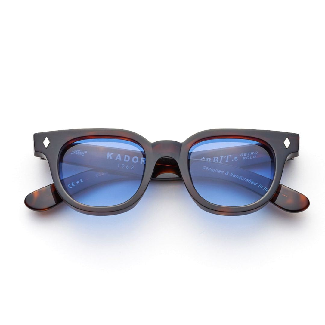 Kador Orbit Square Frame Tortoiseshell Sunglasses With Gradient Blue Lenses