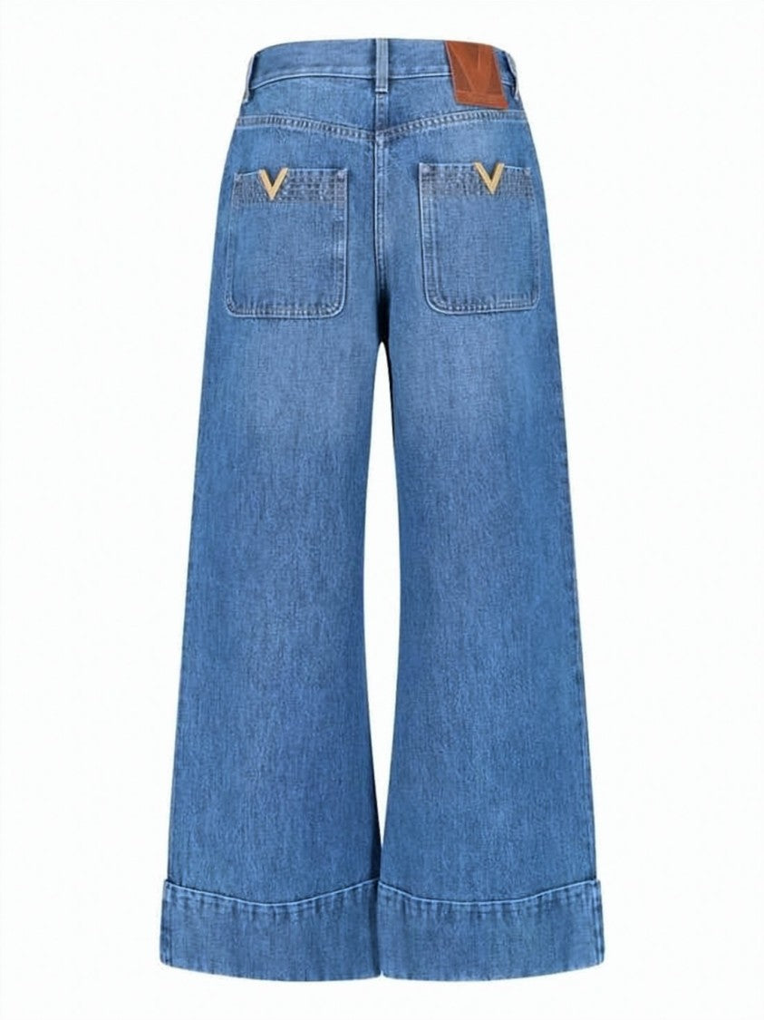 Valentino Garavani Wide-Leg Denim Pants With High Waist
