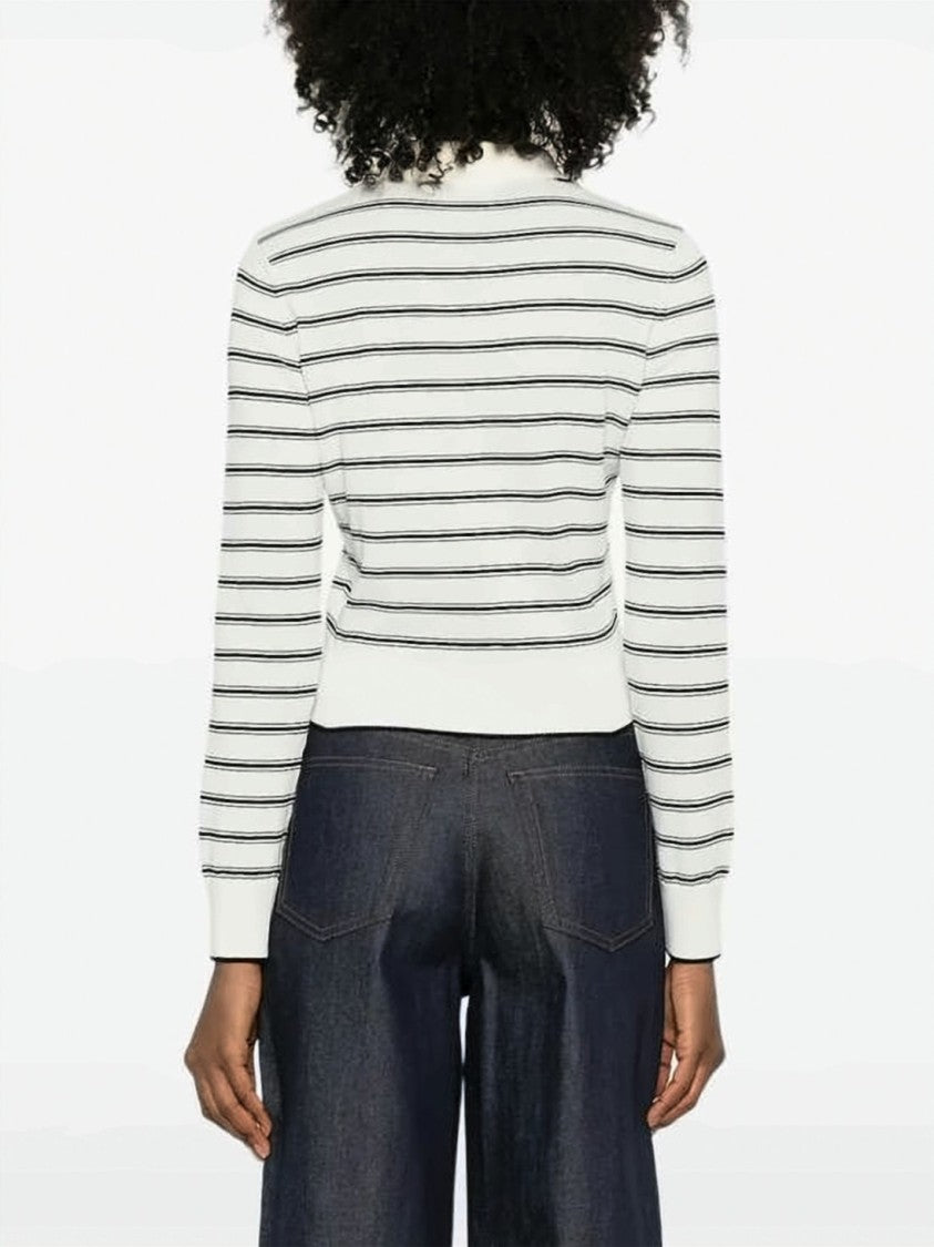 A.P.C. Cropped Cardigan With Classic Collar And Ribbed Finish