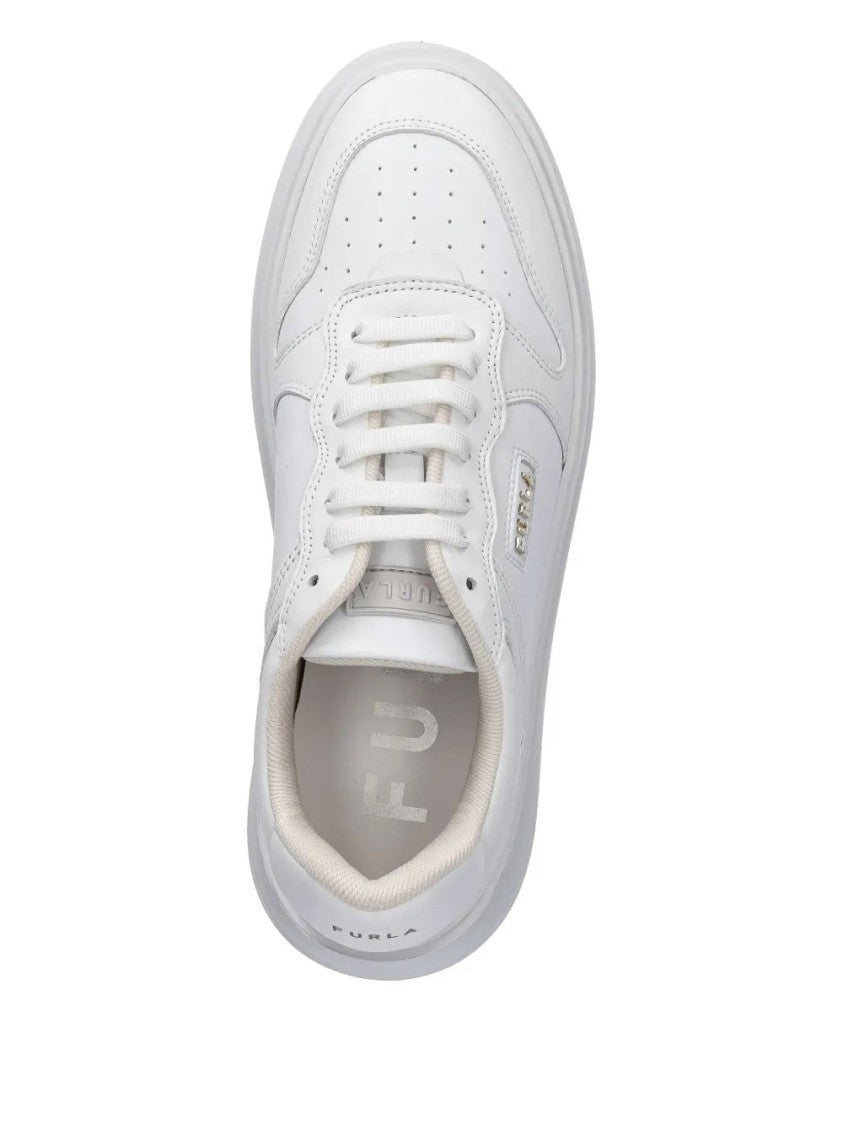 Furla Beige Lace-Up Sneakers With Cushioned Sole