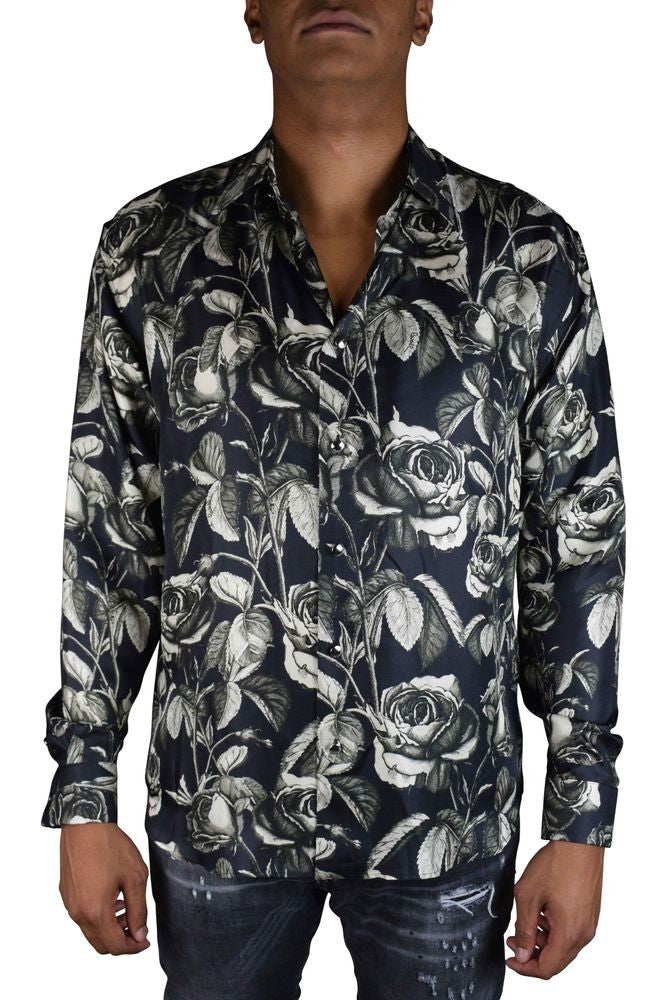 Roberto Cavalli Floral Print Silk Shirt With Button Front