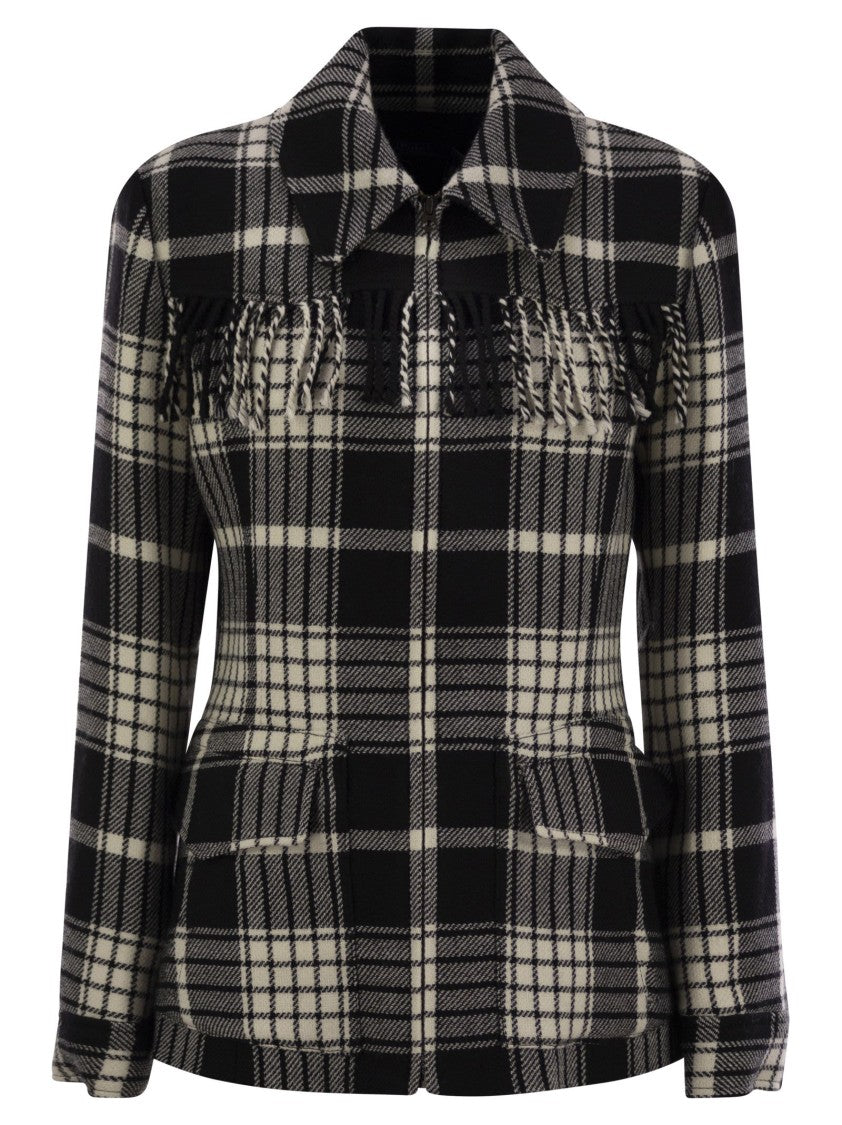 Polo Ralph Lauren Plaid Wool Jacket With Fringes