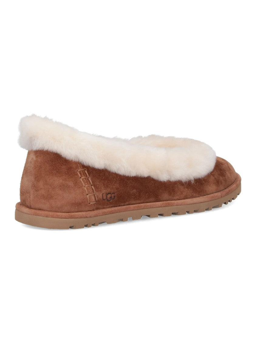 Ugg Minimalist Brown Flat Shoes With Smooth Rounded Toe