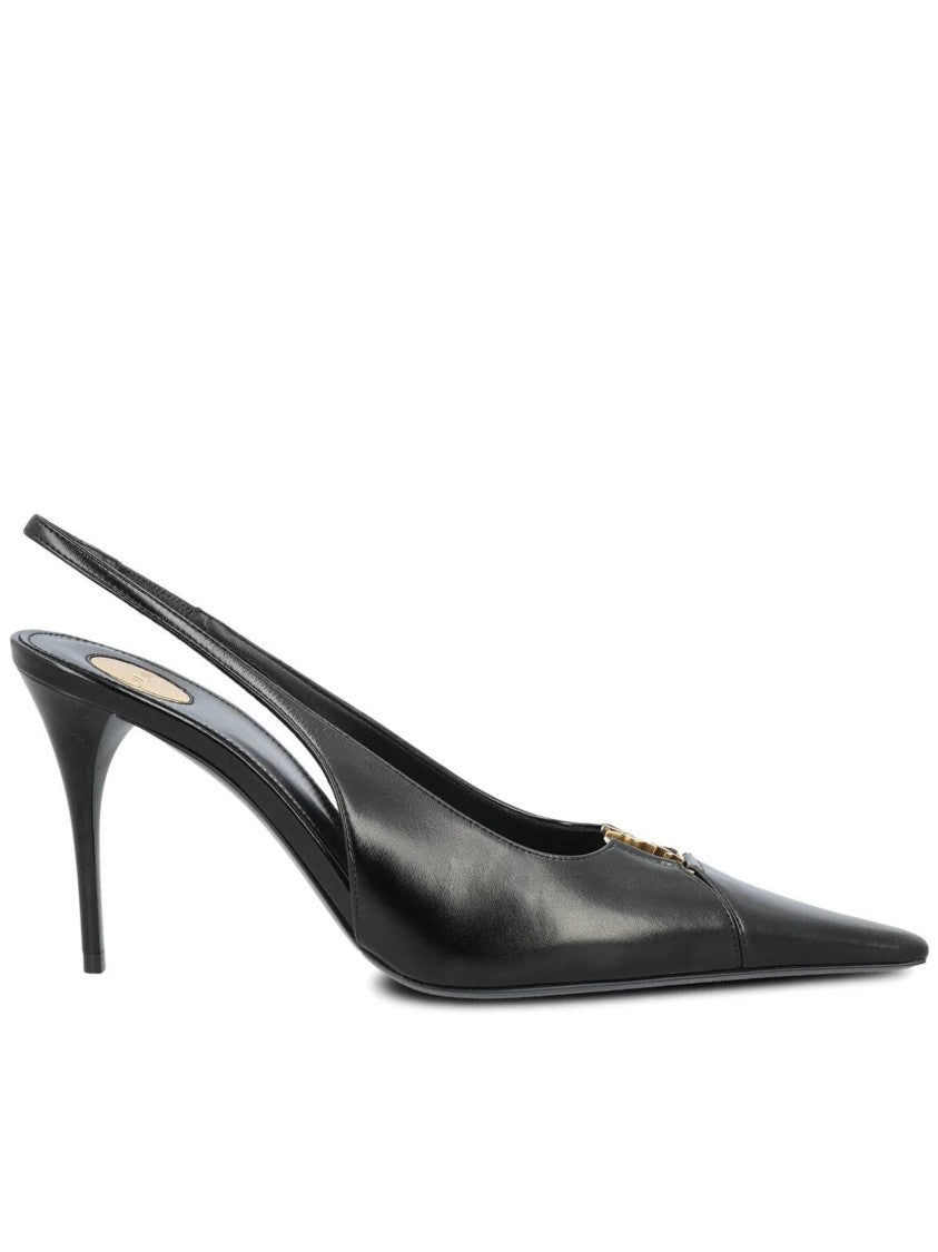 Saint Laurent Babylone 90 Pointed-Toe Leather Slingback Pumps