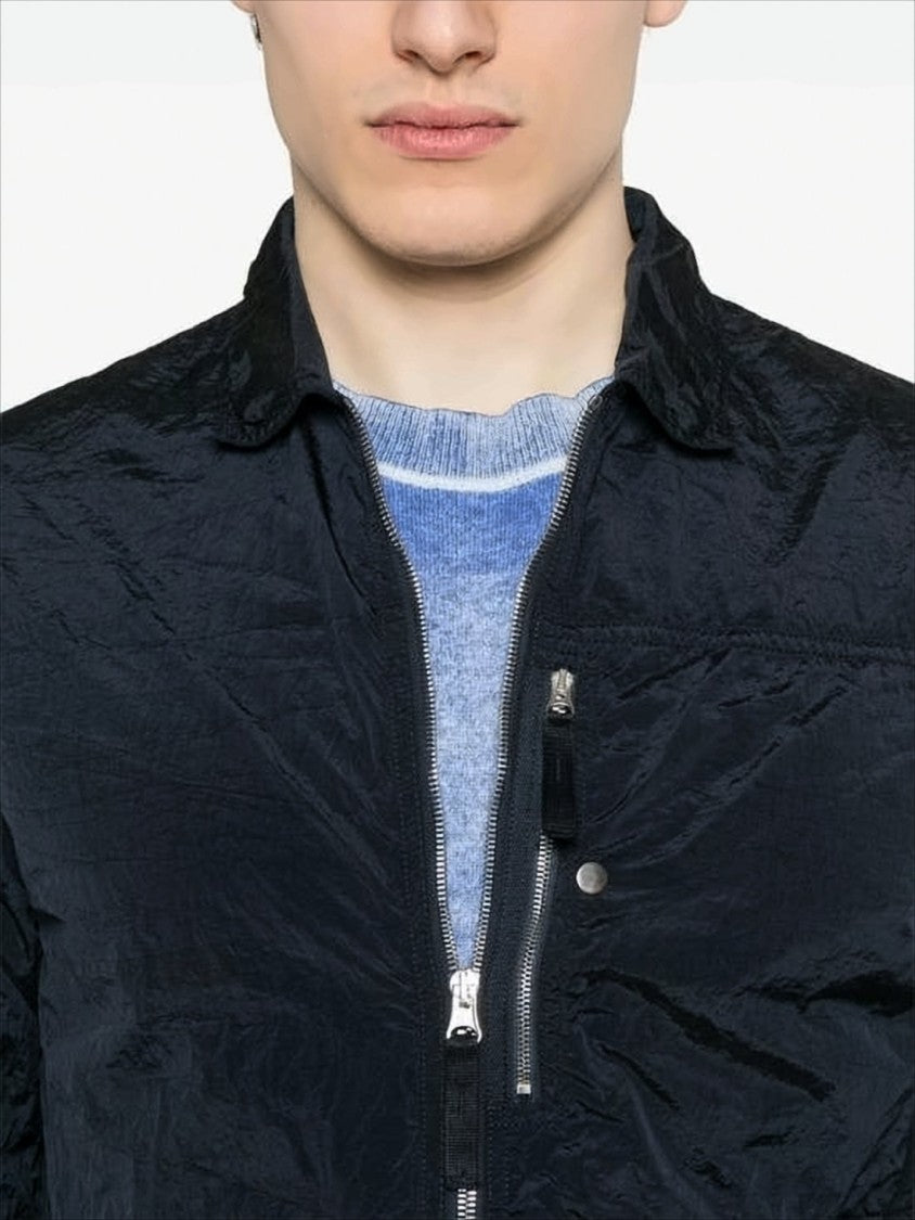 Stone Island Crinkled Texture Lightweight Black Jacket