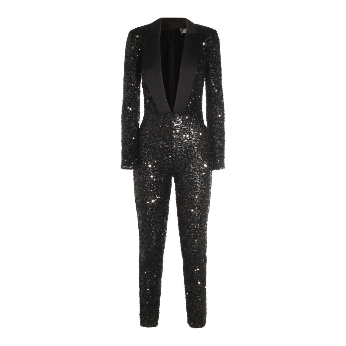 Elisabetta Franchi Sequined Black Jumpsuit With Deep V Neckline
