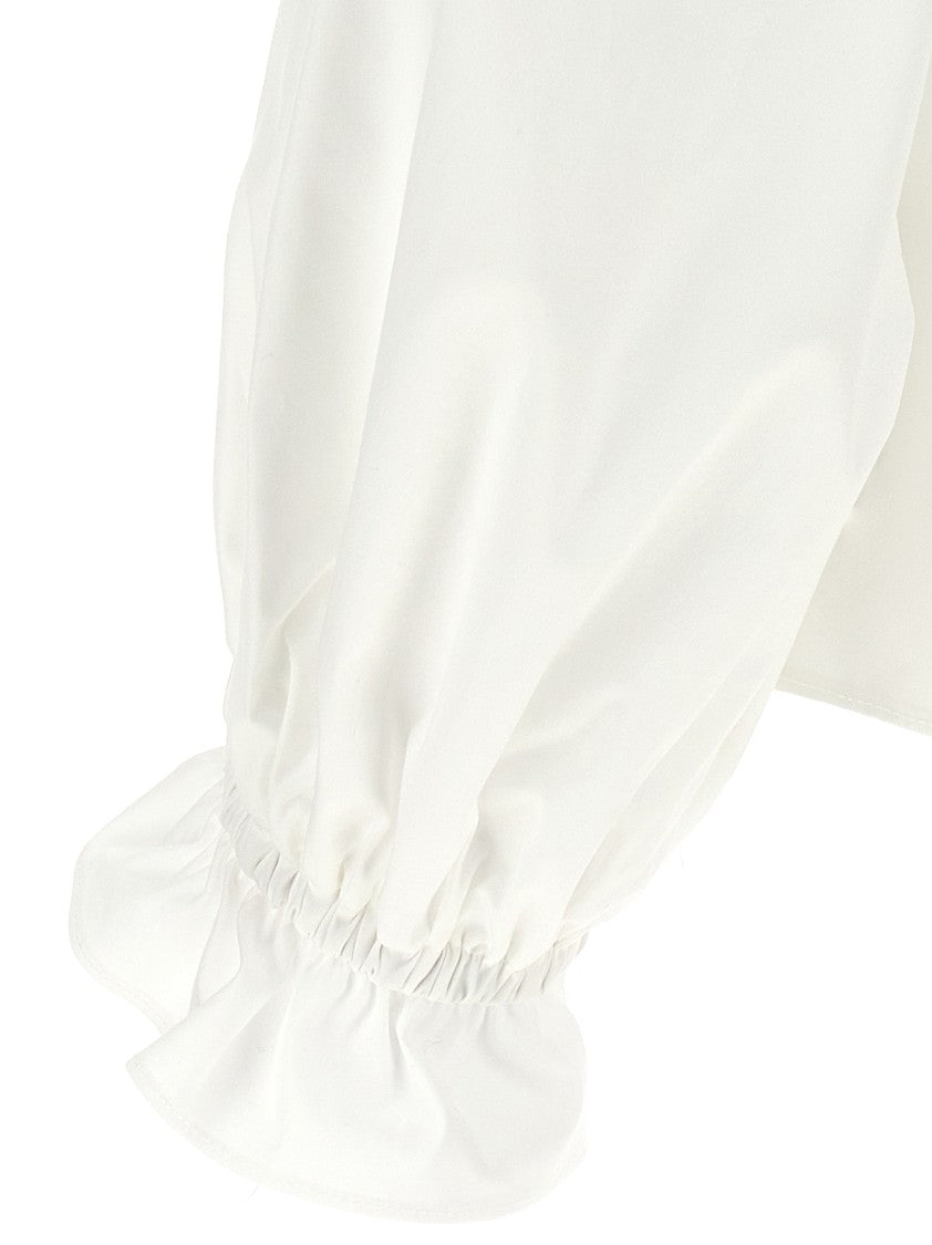 Carolina Herrera 3D Ruffle Off-The-Shoulder Top With Tied Neck