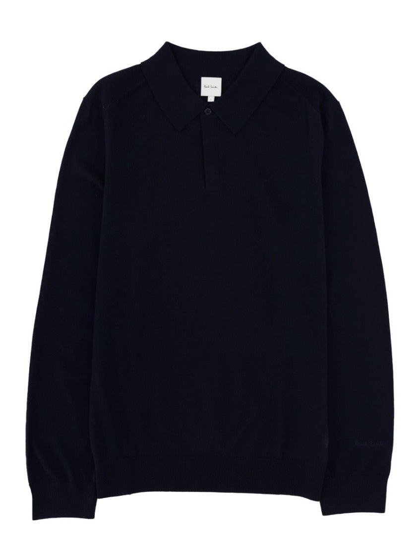 Paul Smith Neutrals Long-Sleeve Fine Merino Wool Polo Shirt