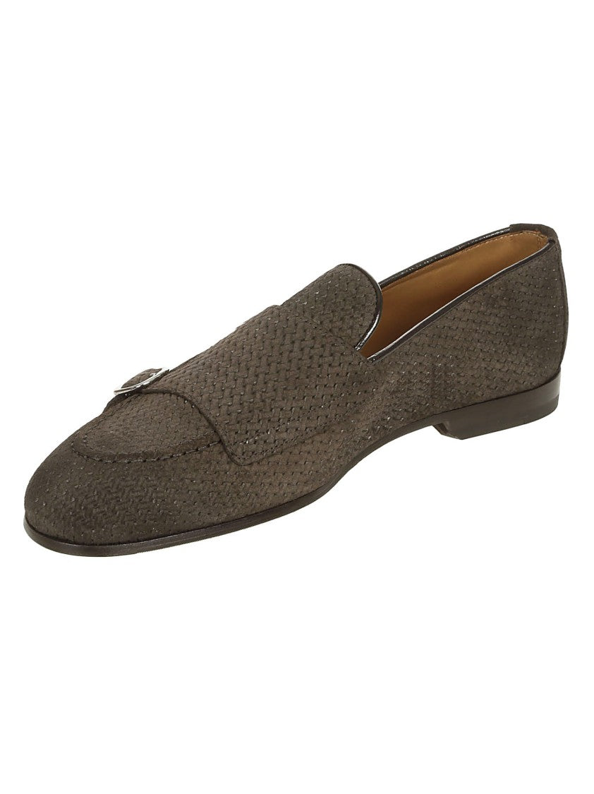 Doucal's Double Buckle Brown Suede Loafers