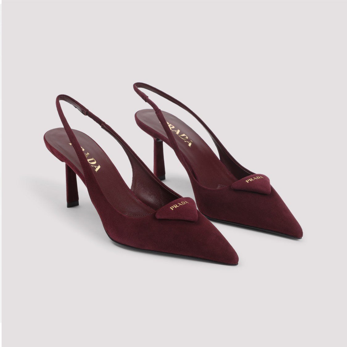 Prada Burgundy Suede Pumps With Delicate Bow Accent