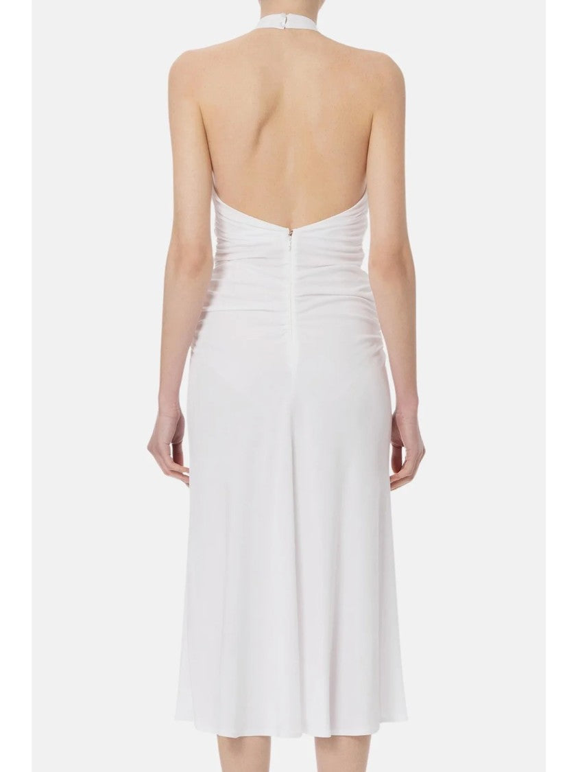 Elisabetta Franchi White Viscose Midi Dress