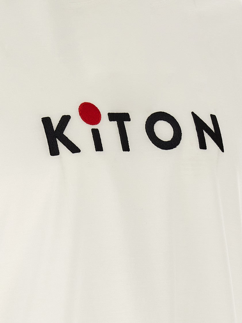 Kiton Logo Embroidery Cotton T-Shirt With Crew Neck