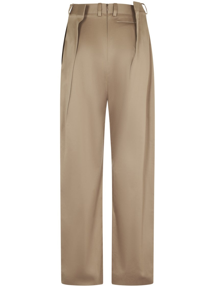 Mm6 By Maison Margiela Wide-Leg Trousers With High Waist And Pleated Design