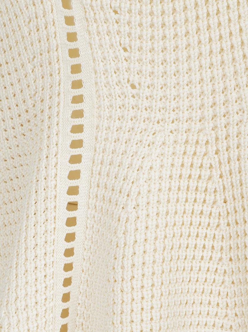 Alaïa Cropped Sleeveless Top With Waffle Knit Texture And Godet Inserts