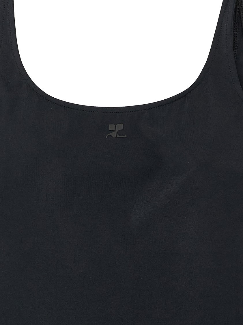 Courrèges Minimalist One-Piece Swimsuit With Back Cut-Out And Logo