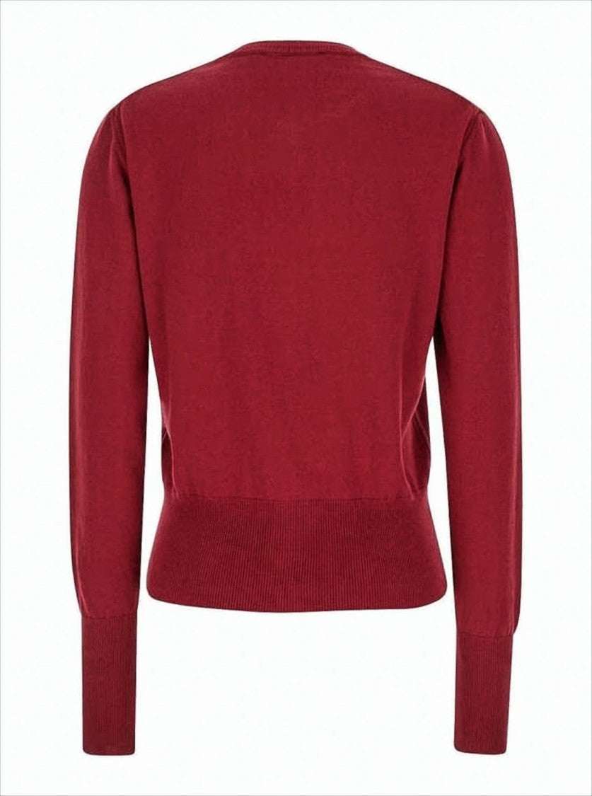 Vivienne Westwood Classic Red Cashmere Blend Cardigan With Embroidered Emblem