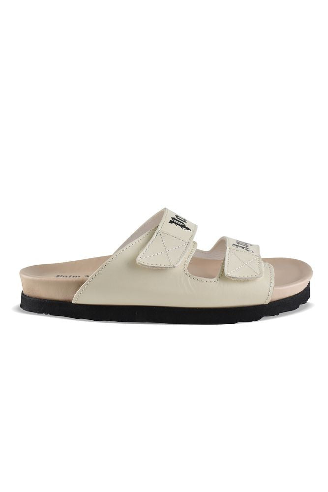 Palm Angels Two-Strap Beige Leather Sandals