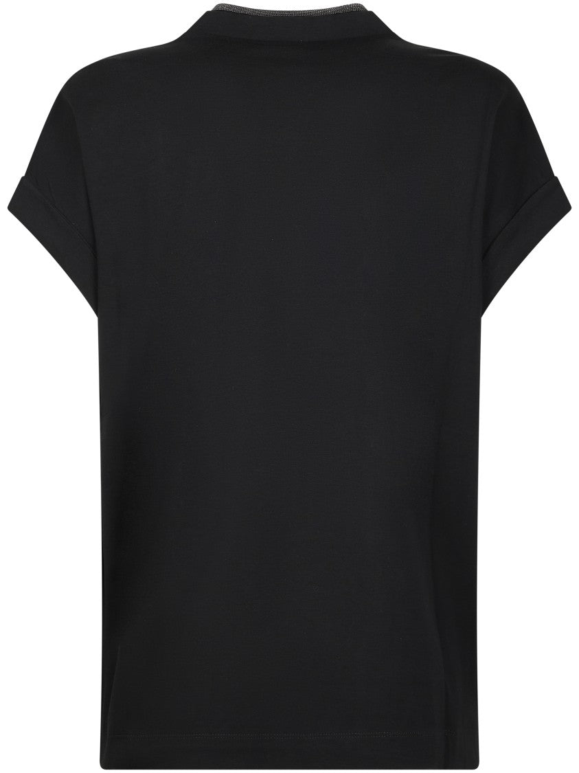 Brunello Cucinelli V-Neck T-Shirt With Relaxed Fit And Contrasting Trim