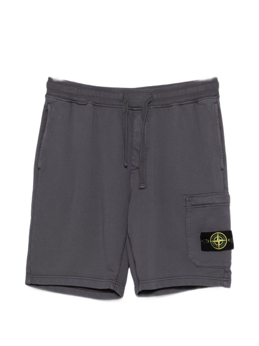 Stone Island Grey Bermudas With Adjustable Drawstring Waist