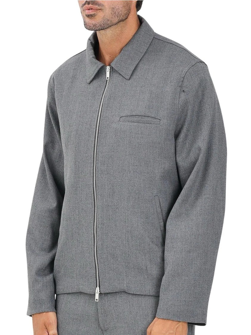 I M Brian Relaxed Fit Grey Jacket With Zip Closure And Classic Collar