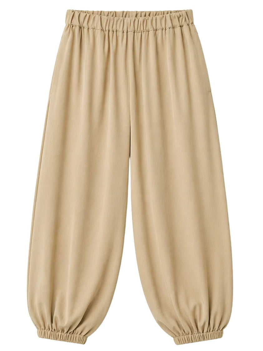 The Frankie Shop Beige Gathered Cuffs Wide-Leg Pants