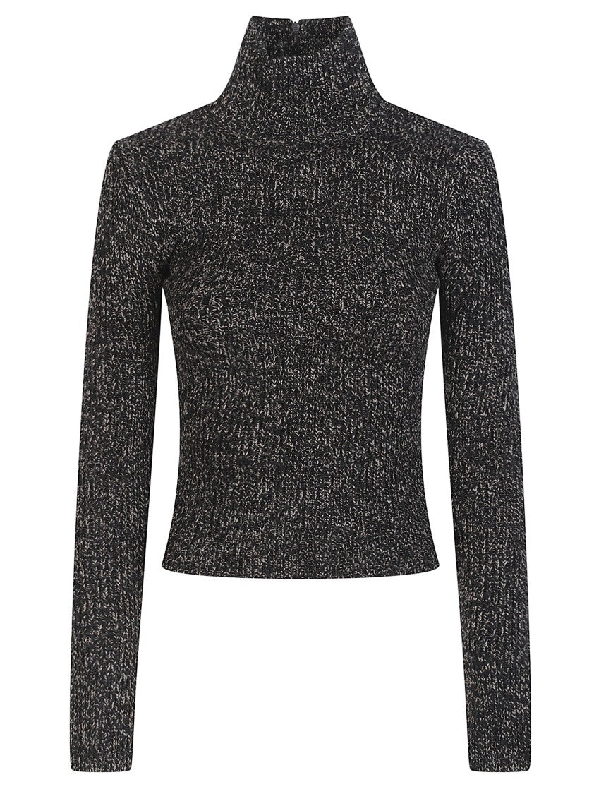 Max Mara Azulene1234 Marled Black Wool-Blend Turtleneck
