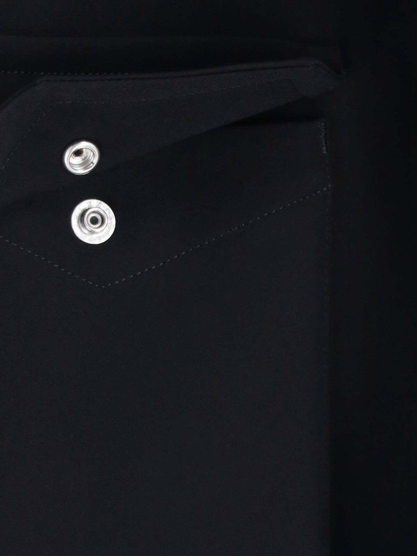 Sacai Maxi Shirt In Black Crêpe Satin With Concealed Closure