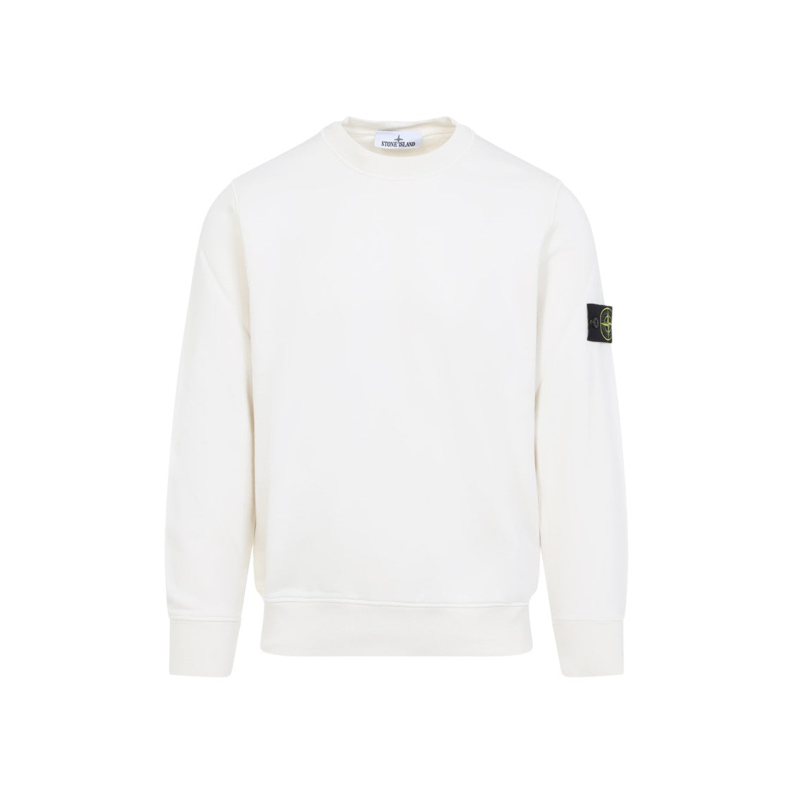 Stone Island Ivory Cotton Fleece Sweatshirt With Branded Patch
