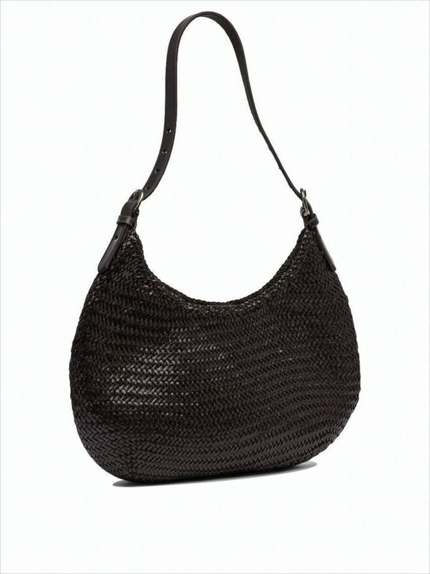Dragon Diffusion Buffalo Leather Shoulder Bag With Woven Texture
