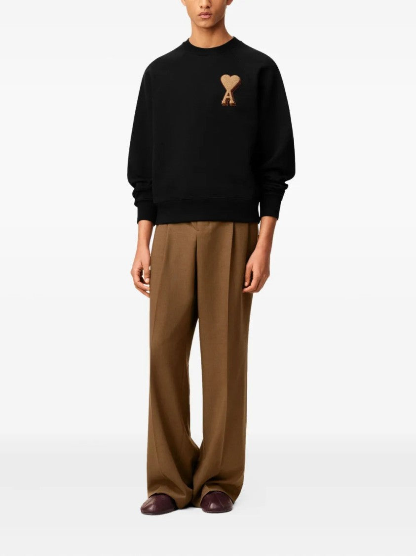 Ami Classic Crew Neck Sweatshirt With Iconic Heart Emblem