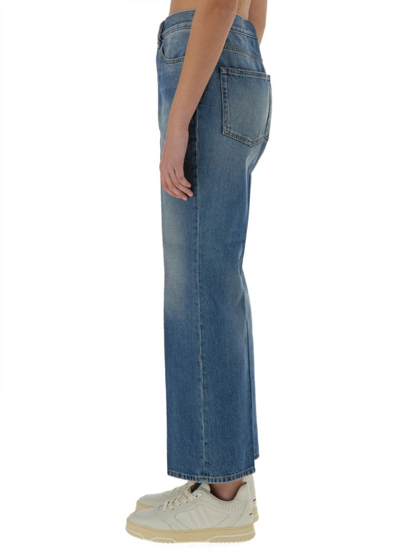 Gucci Straight-Leg Denim Pants With Iconic Logo Label
