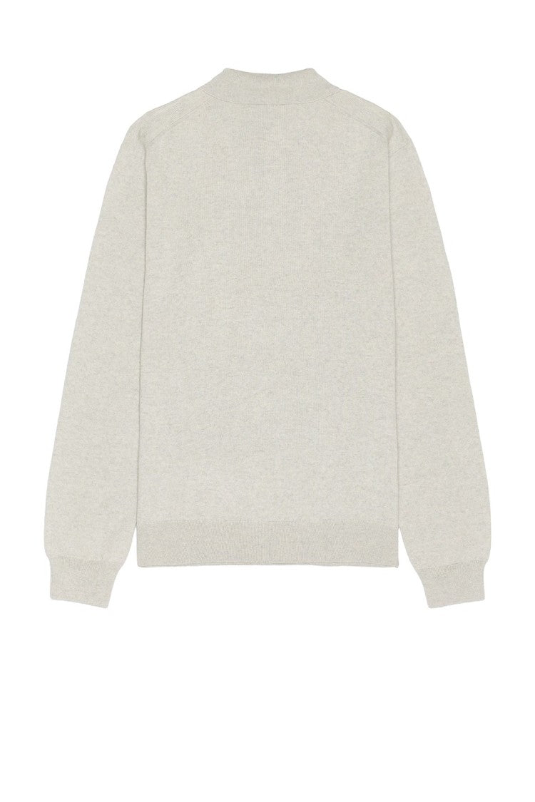 Maison Kitsuné Long-Sleeve Wool Top With Henley Neckline And Embroidered Detail
