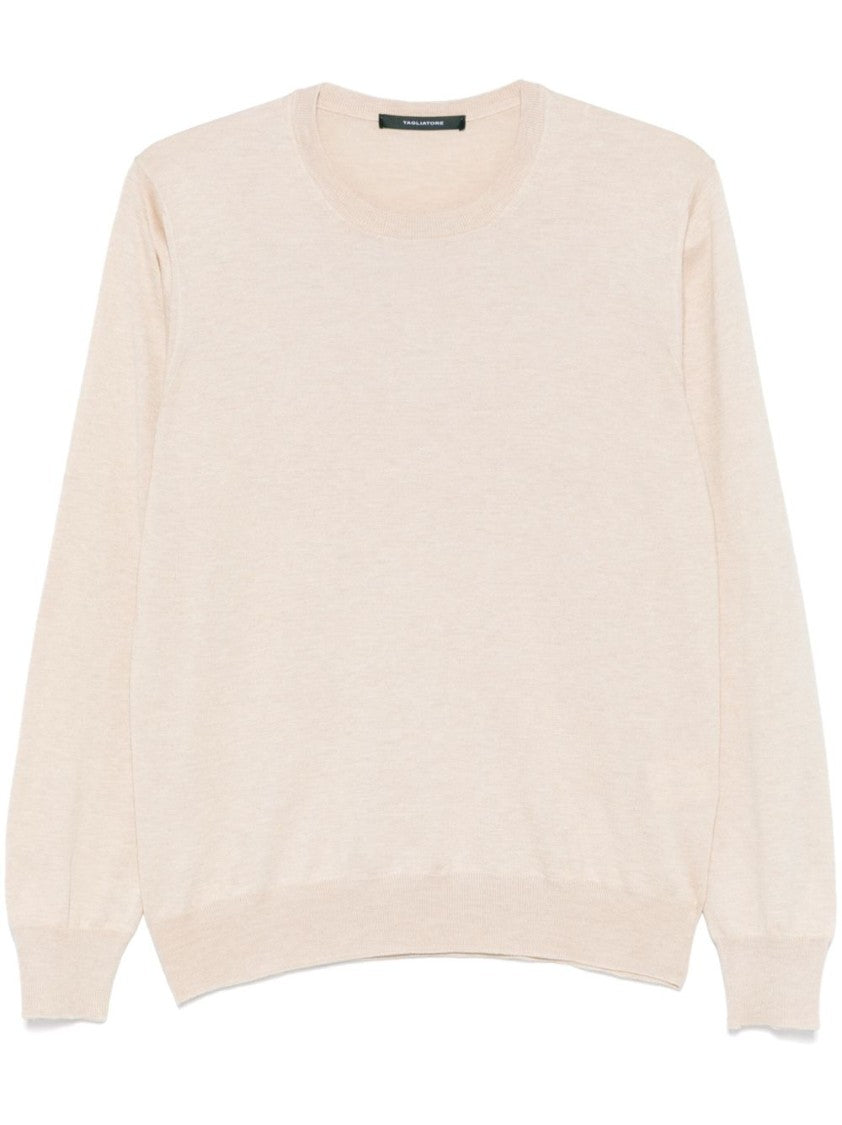 Tagliatore Silk-Cotton Blend Sweater With Classic Crew Neckline