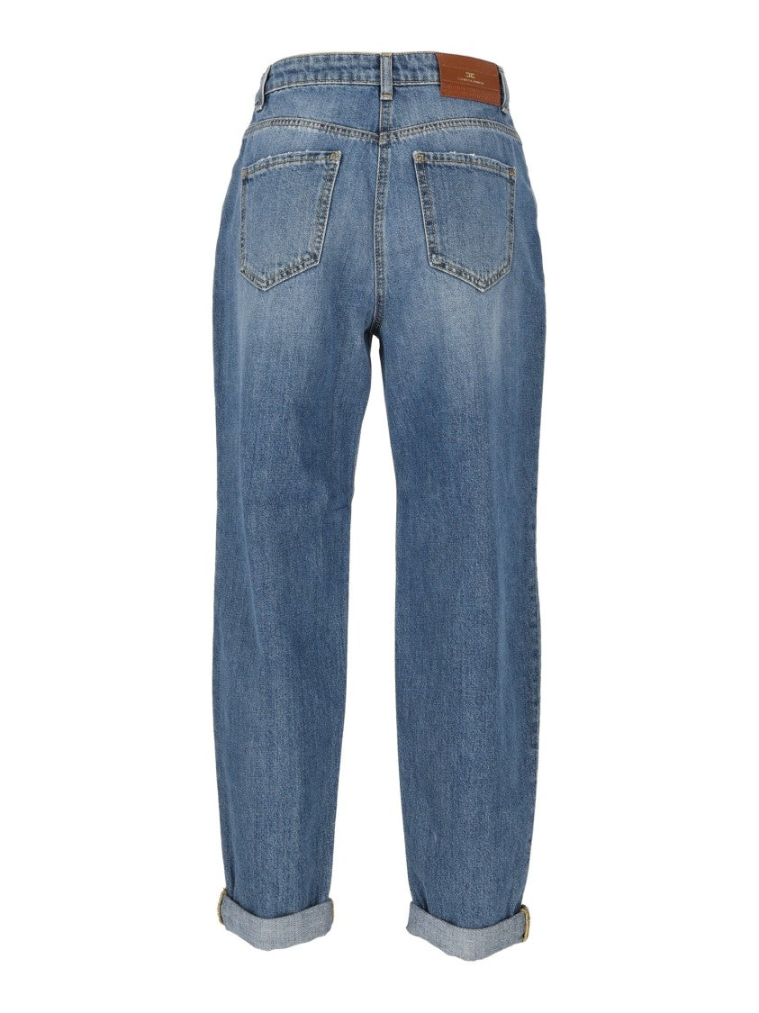 Elisabetta Franchi Relaxed Fit Denim Jeans With Tapered Leg