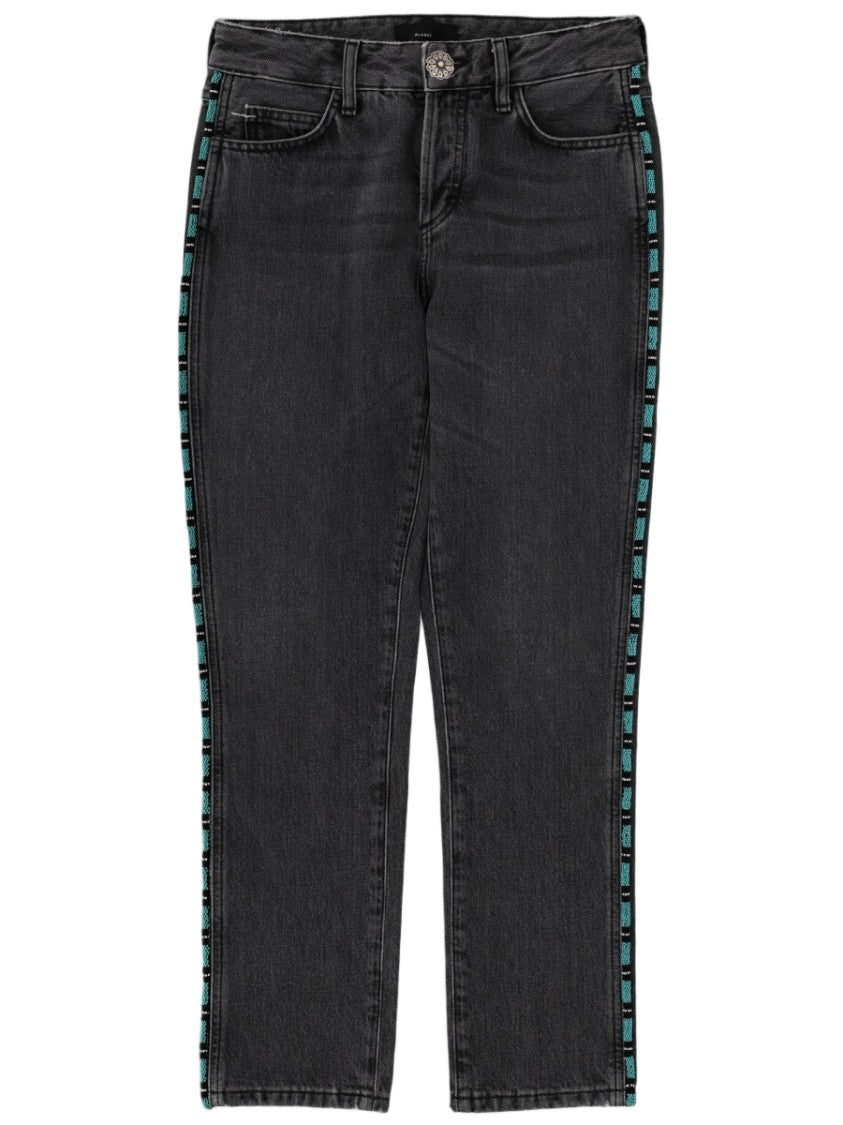 Alanui Straight-Leg Cotton Side-Stripe Jeans