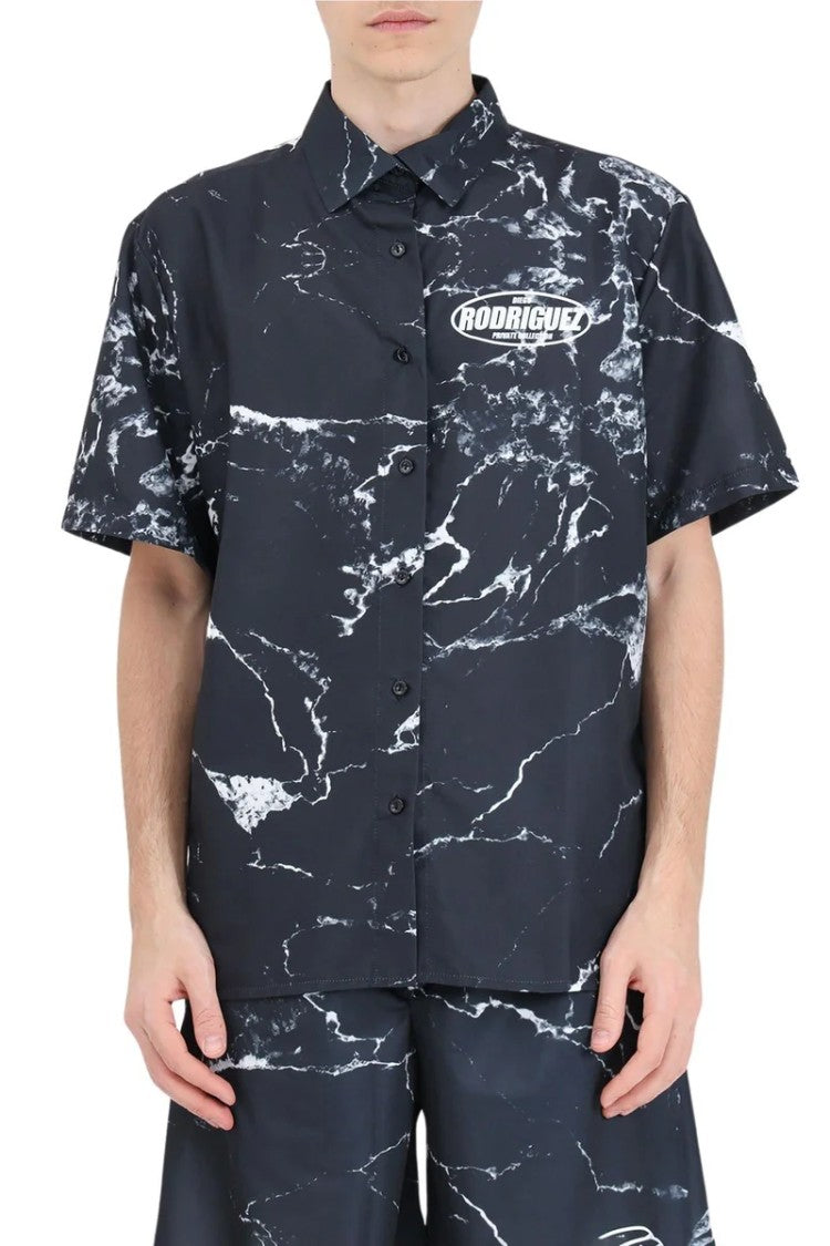 D. Rodriguez Black White Striped Polyester Shirt