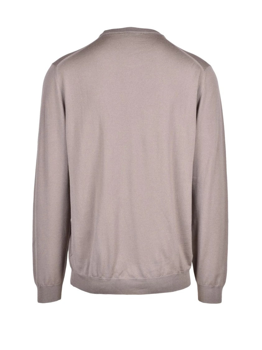 Zanone Grey Fine-Knit Virgin Wool-Blend Crewneck Sweater