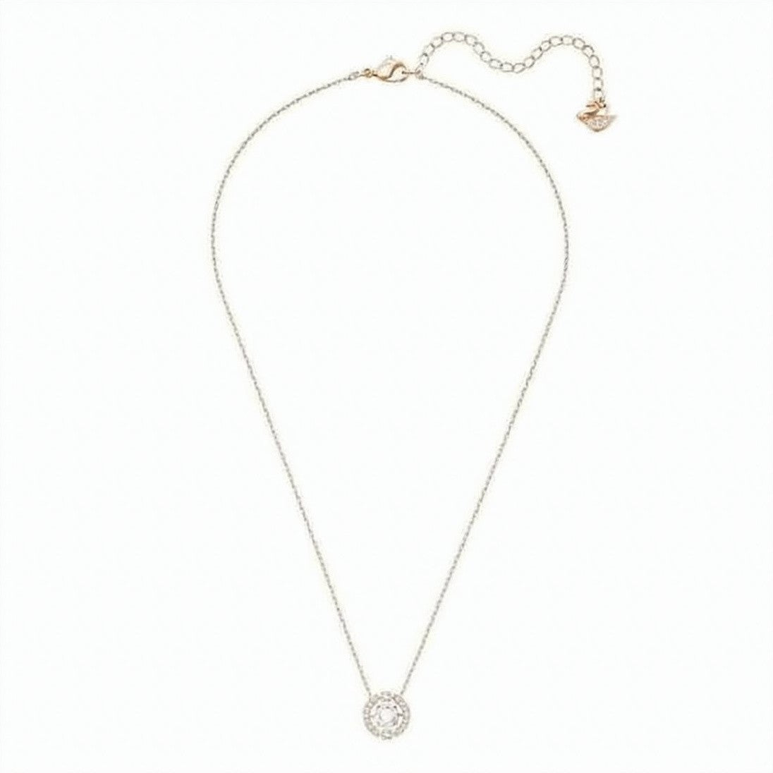 Swarovski Rose Gold Pendant Necklace With Crystal Halo Detail