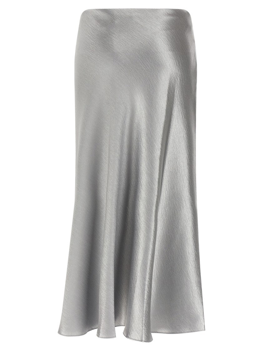Tory Burch Silk-Effect Satin Midi Skirt With Flared Hem