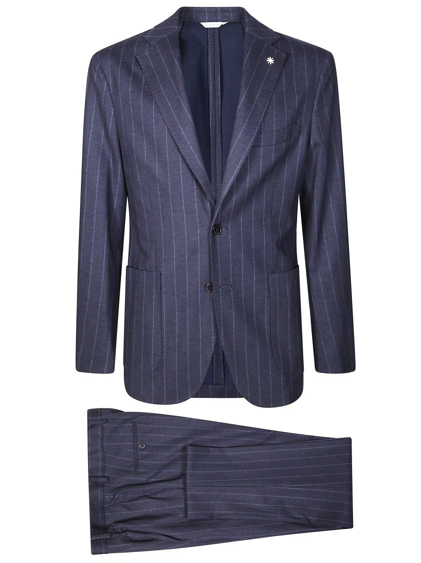 Manuel Ritz Tailored Double-Breasted Pinstripe Blazer