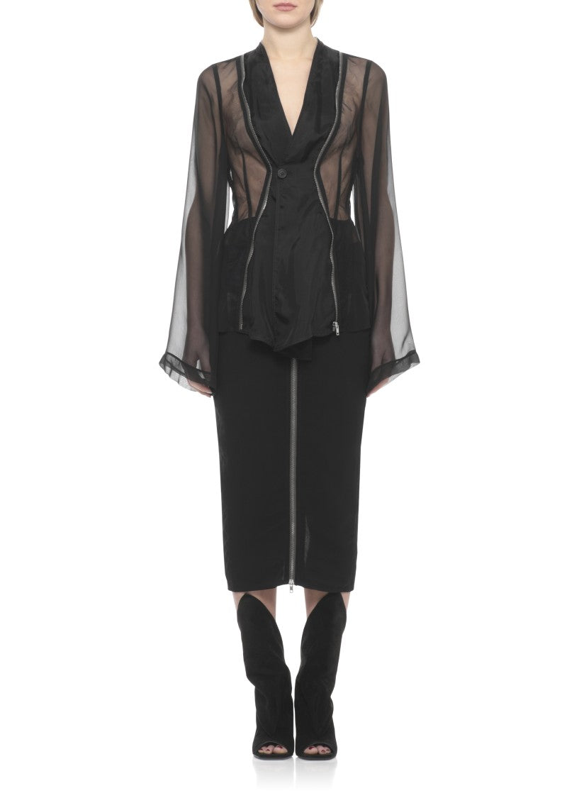 Rick Owens Black Stag Tulle Blazer