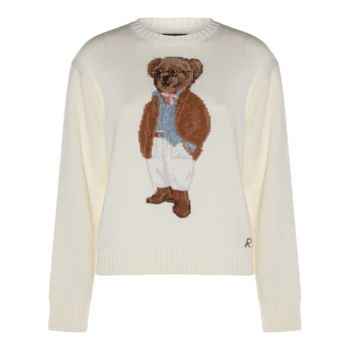 Polo Ralph Lauren Creamy White Sweater With Intricate Bear Design