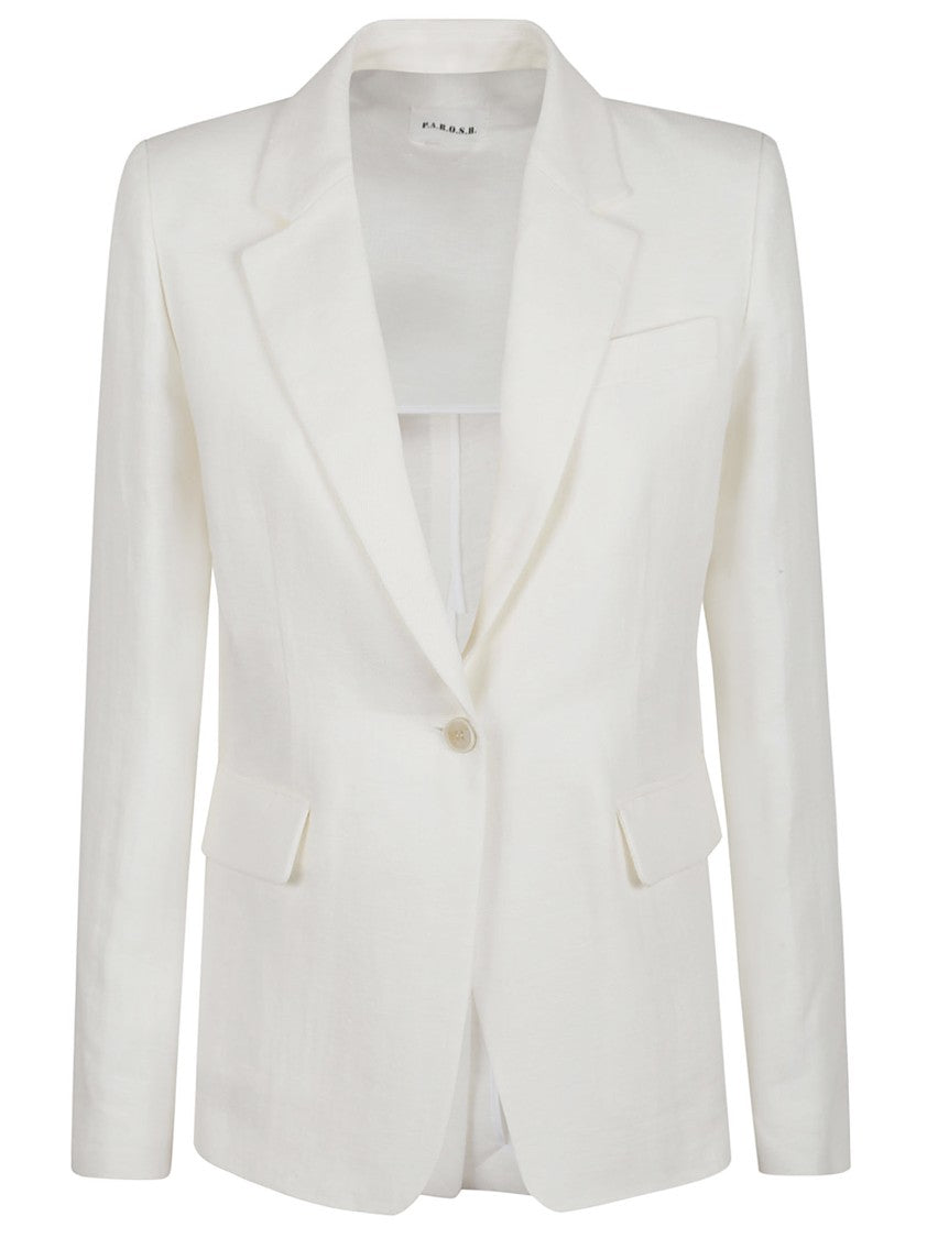 Parosh White Linen Tailored Jacket