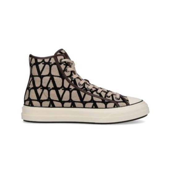 Valentino Garavani High-Top Sneakers With Bold Monogram Design