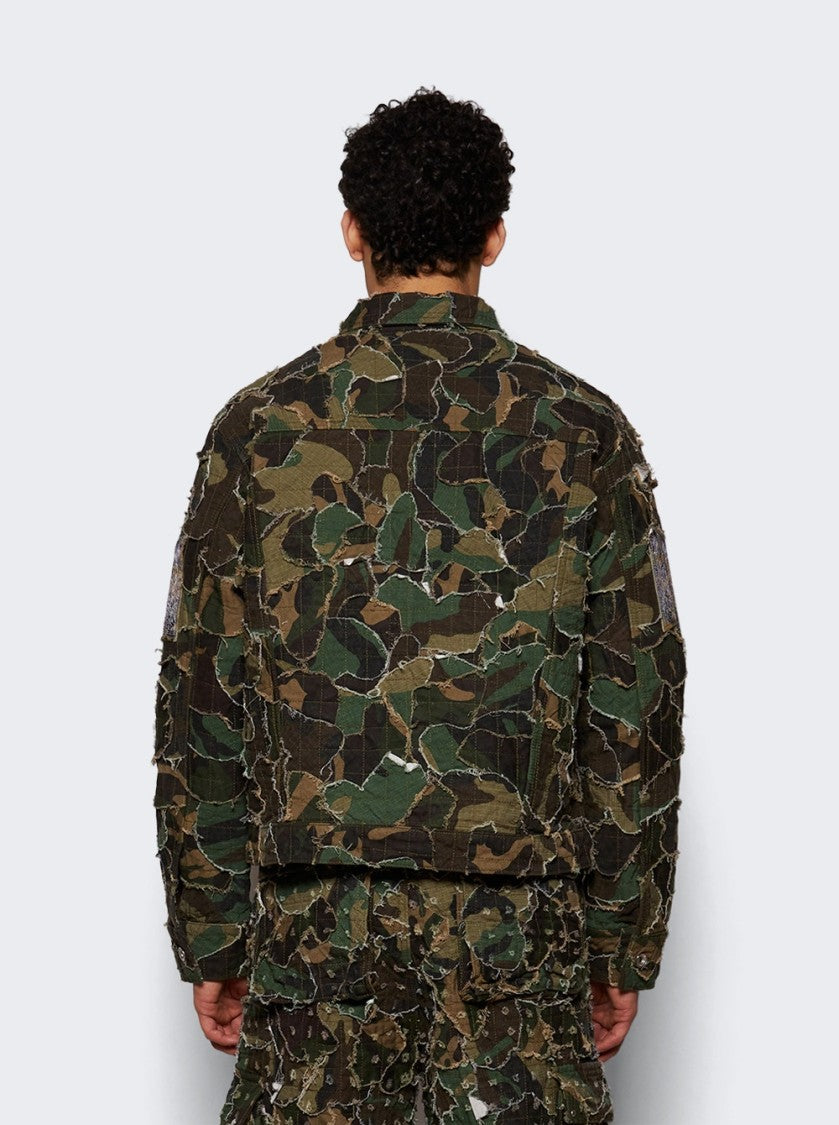 Who Decides War Camo Trucker Jacket - Olive