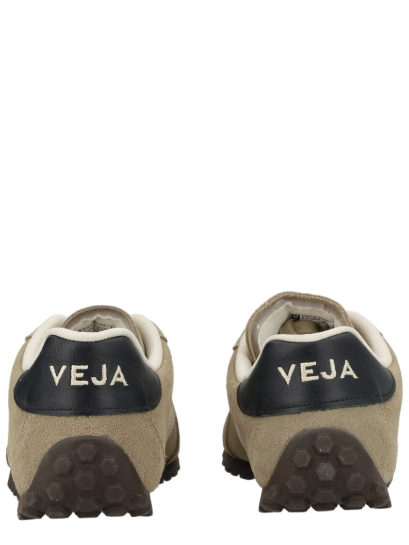 Veja Beige Suede Dark Sole Low-Top Sneakers