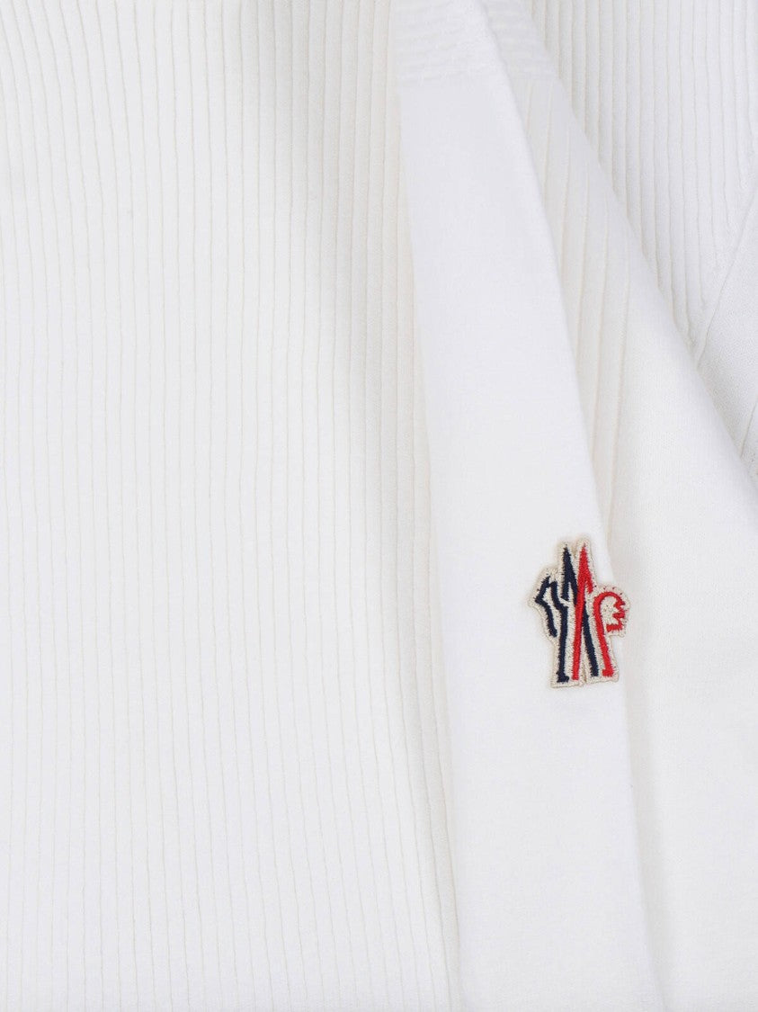 Moncler Grenoble White Ribbed Viscose Blend Logo Sweater