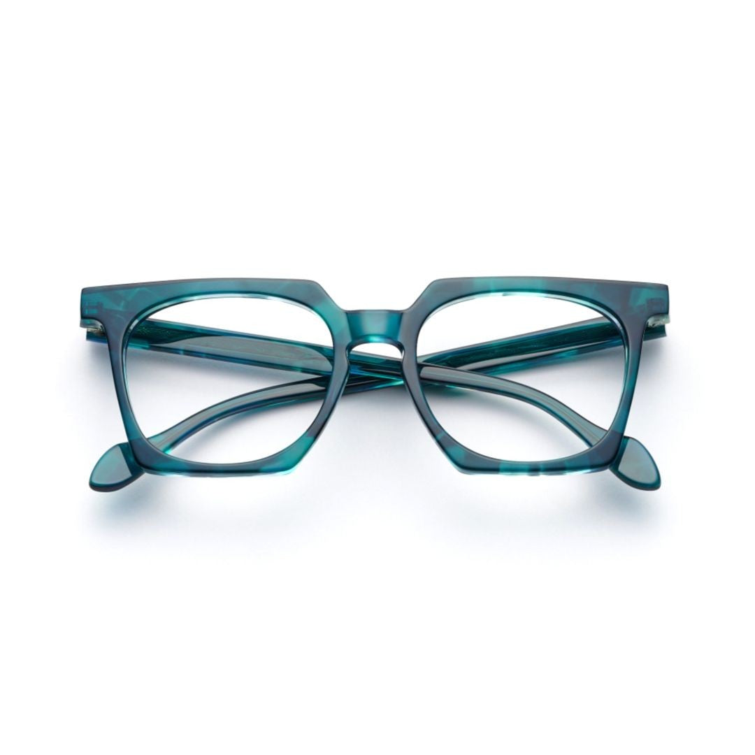 Kador Maya Light Translucent Teal Square Frame Sunglasses