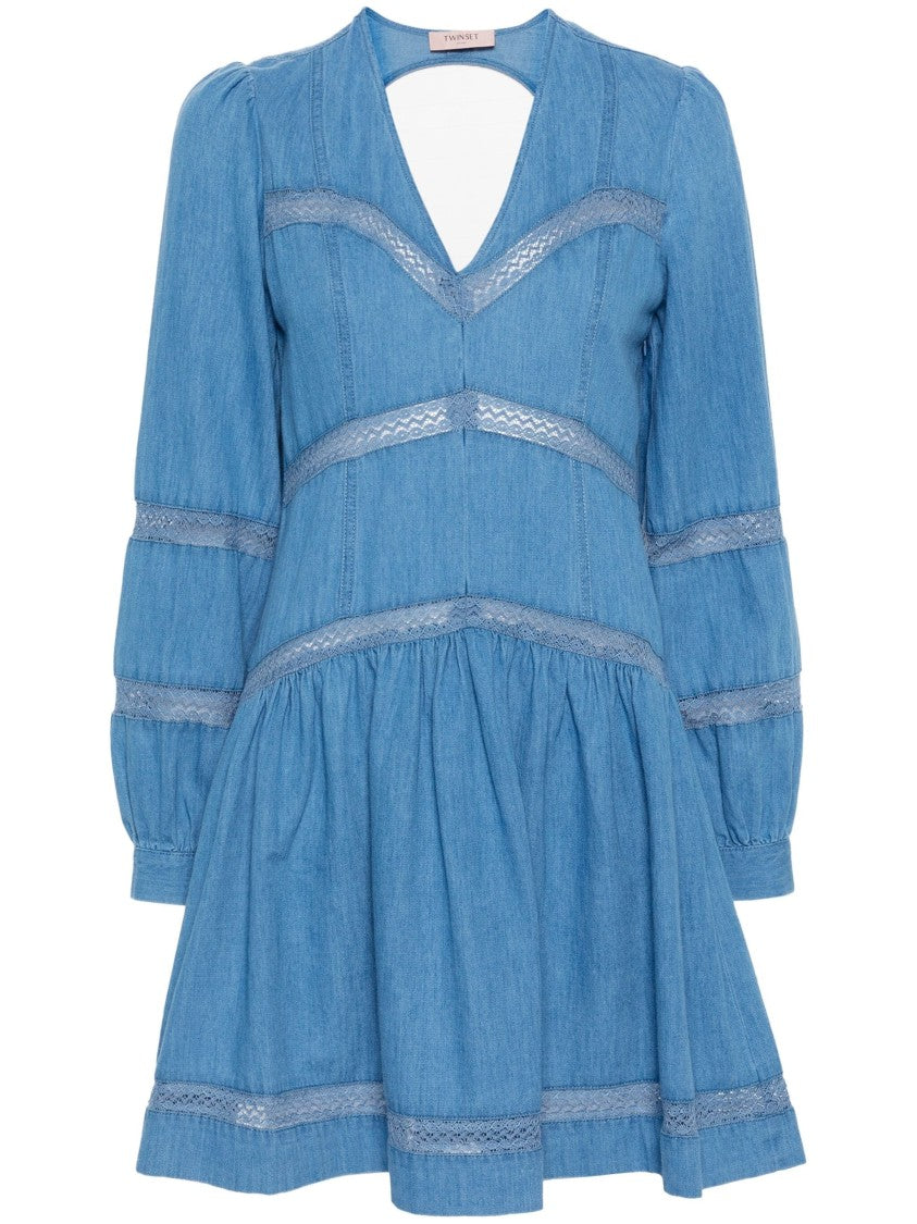 Twin-Set Flared Denim Mini Dress
