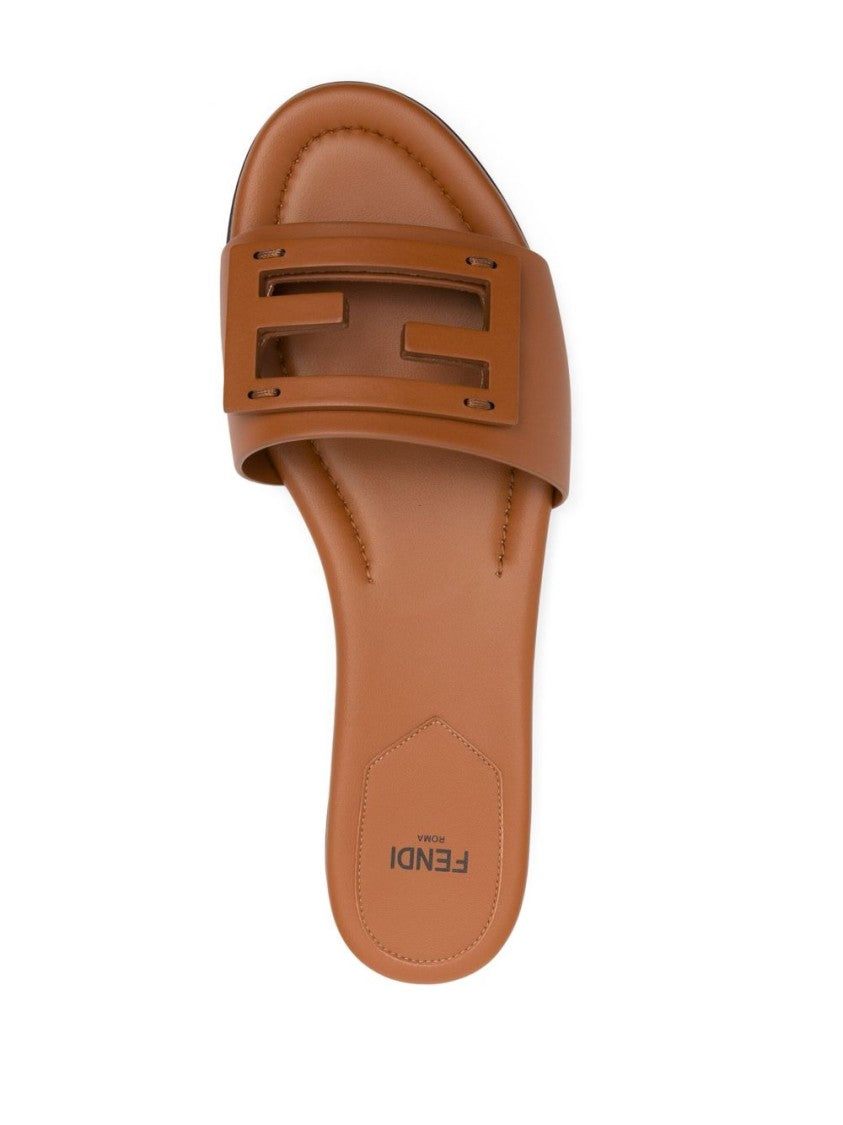 Fendi Leather Upper Sandals With Distinctive Logo Cut-Out